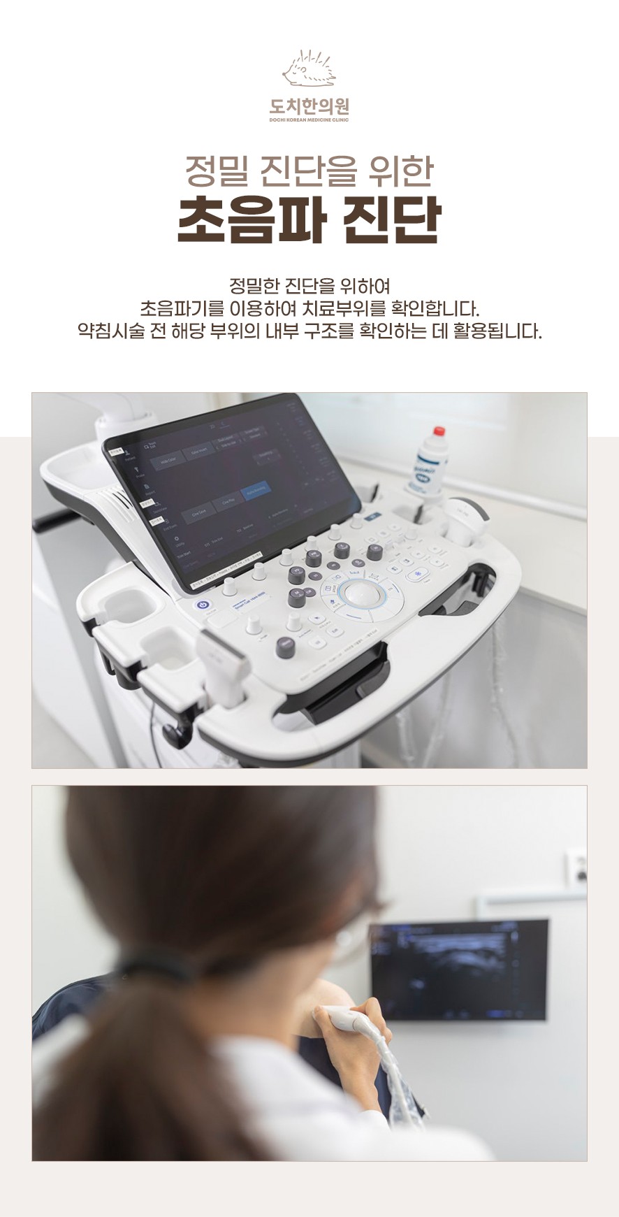 정밀 진단 및 약침 시술 전 내부 구조 확인을 위한 초음파 진단
