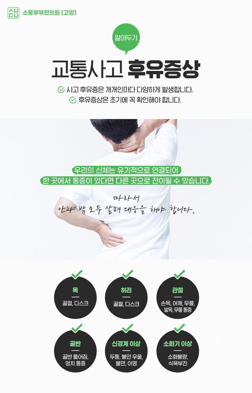교통사고 후유증상 유형 안내 (목·허리·관절·골반·신경계·소화기)
