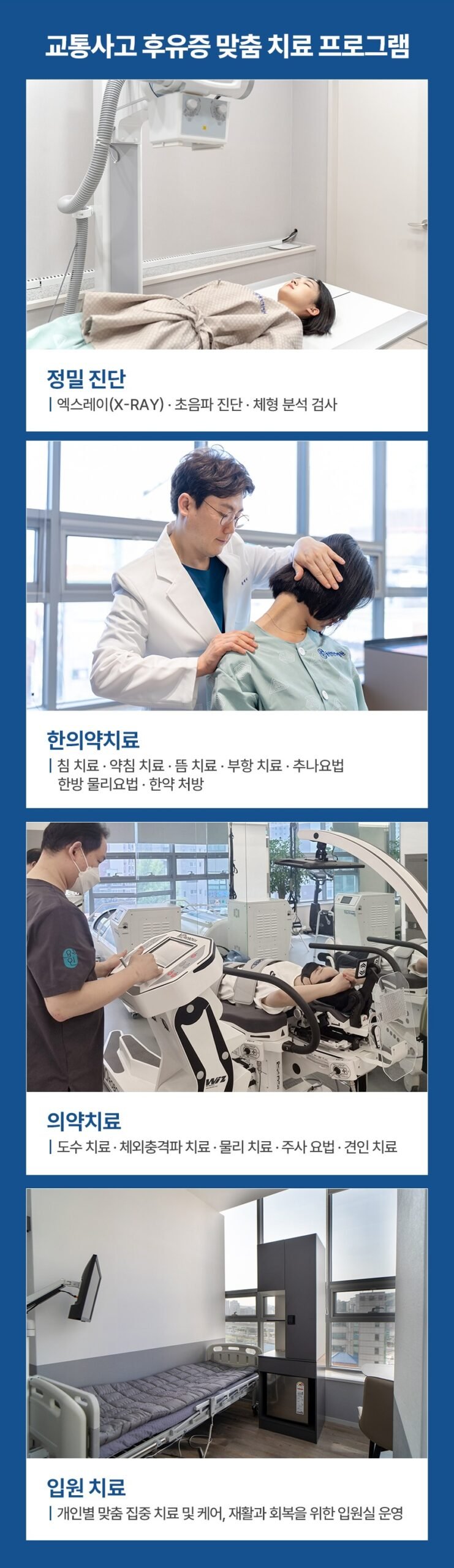 용인한방병원의 교통사고 후유증 맞춤 치료 프로그램(정밀진단,한의약치료,의약치료,입원치료)
