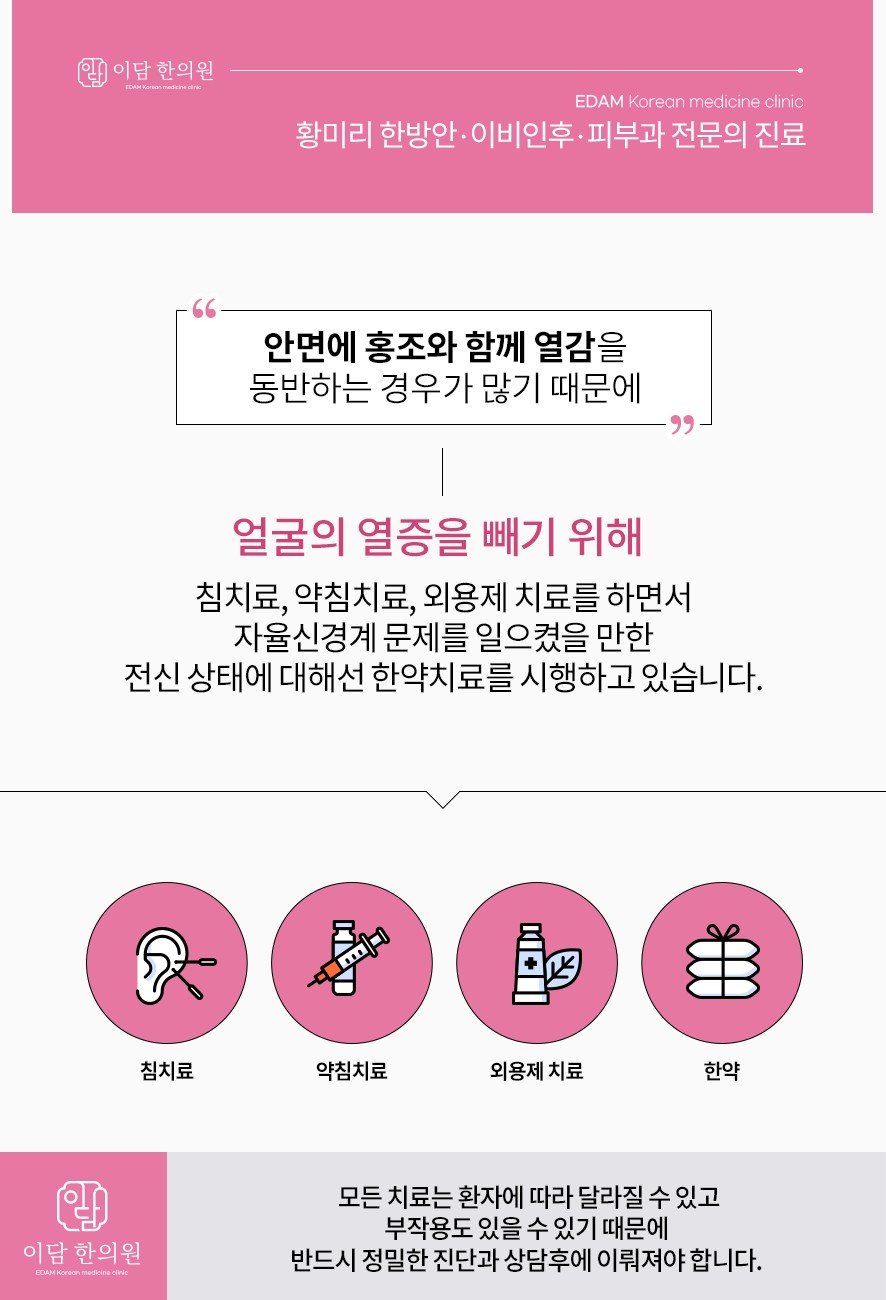 안면홍조에 대한 한의약 치료(침, 약침,외용제,한약)